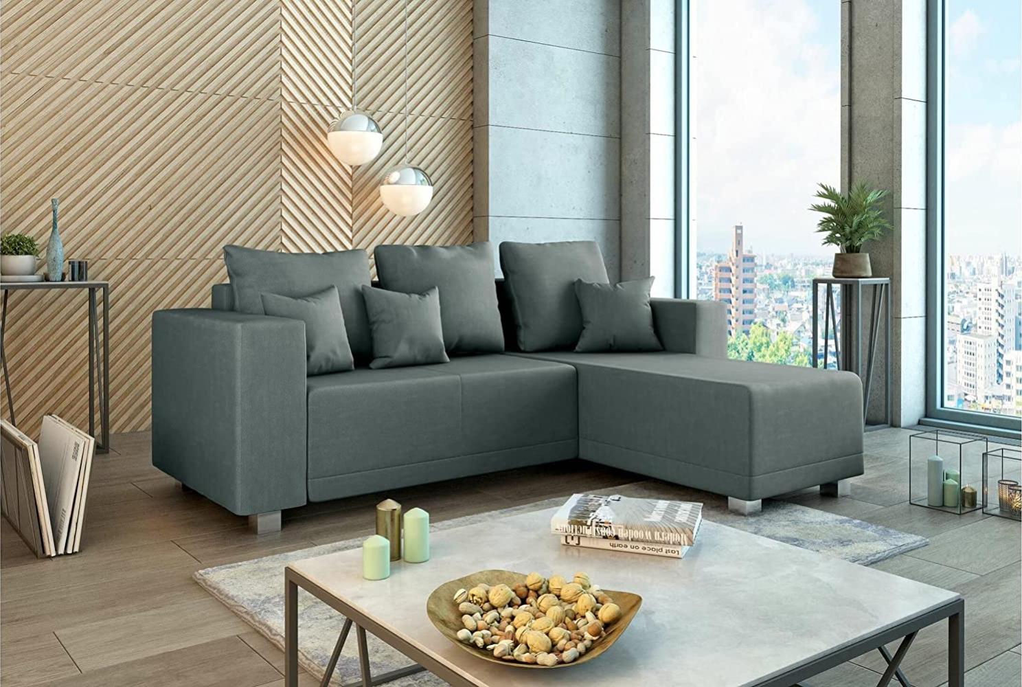 Stylefy Francesca Ecksofa Strukturstoff LARS Grau Rechts Bild 1
