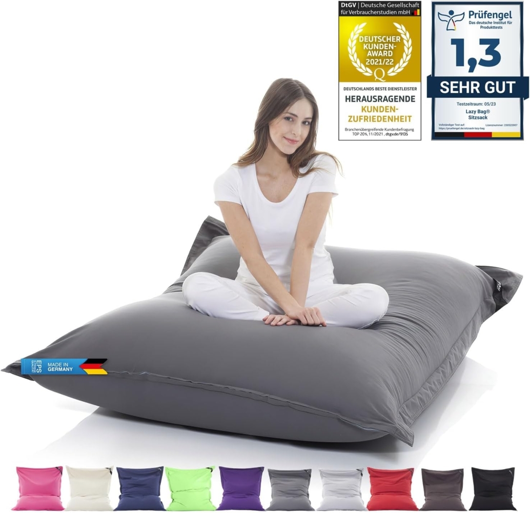 LAZY BAG Sitzsack für Indoor & Outdoor, Dunkelgrau, Baumwolle, 400 l Bild 1