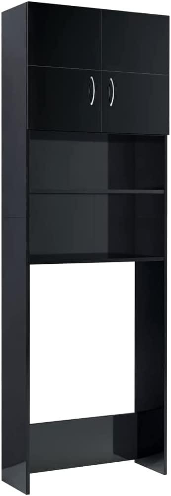 vidaXL Waschmaschinenschrank Hochglanz-Schwarz 64x25,5x190 cm [800034] Bild 1