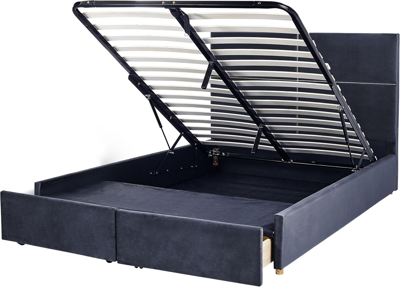 Bett mit Stauraum VERNOYES 160 x 200 cm Samtstoff Schwarz Bild 1