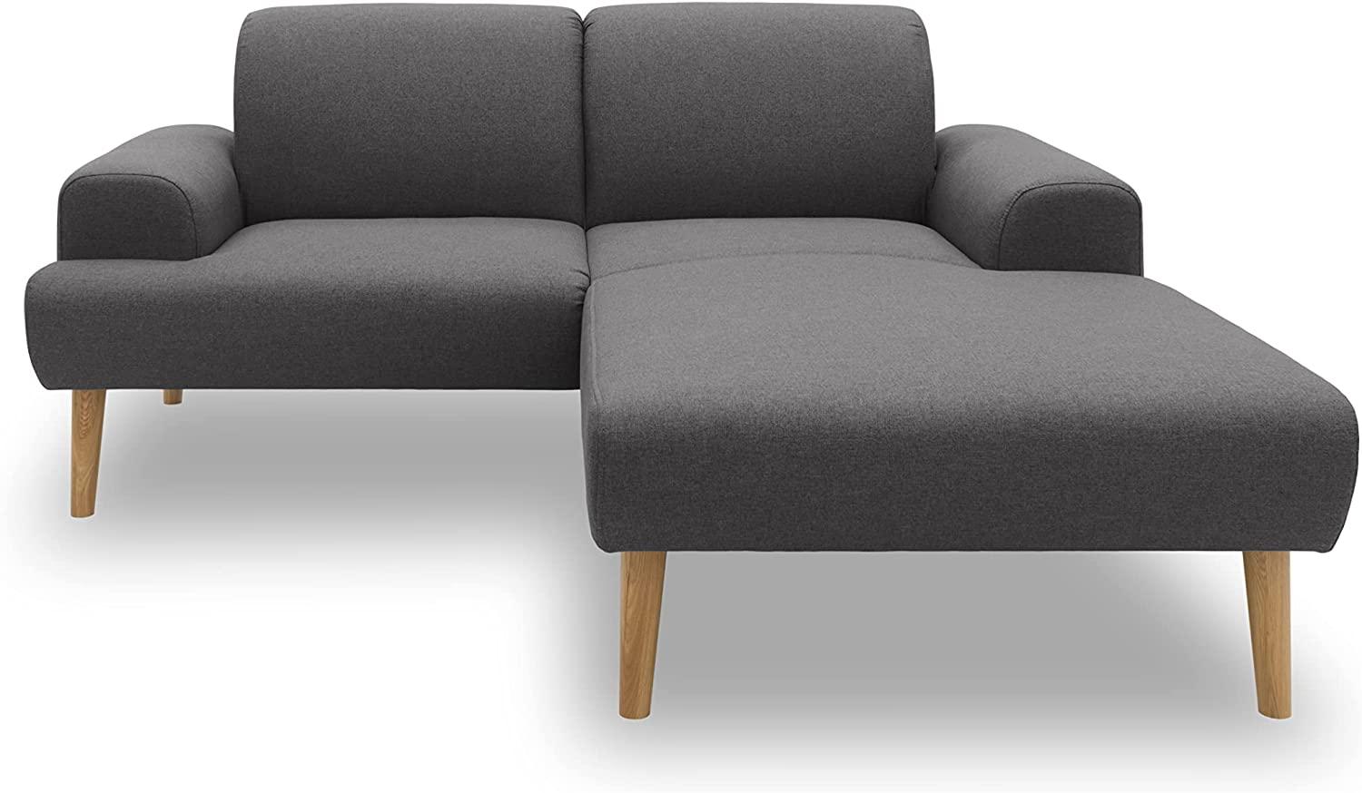 DOMO Collection Salinas Ecksofa mit Federkern, kleines Federkernsofa mit Holzfüßen und schwebender Optik, Sofa, Couch, Eckcouch, Grau, 217 x 176 cm Bild 1