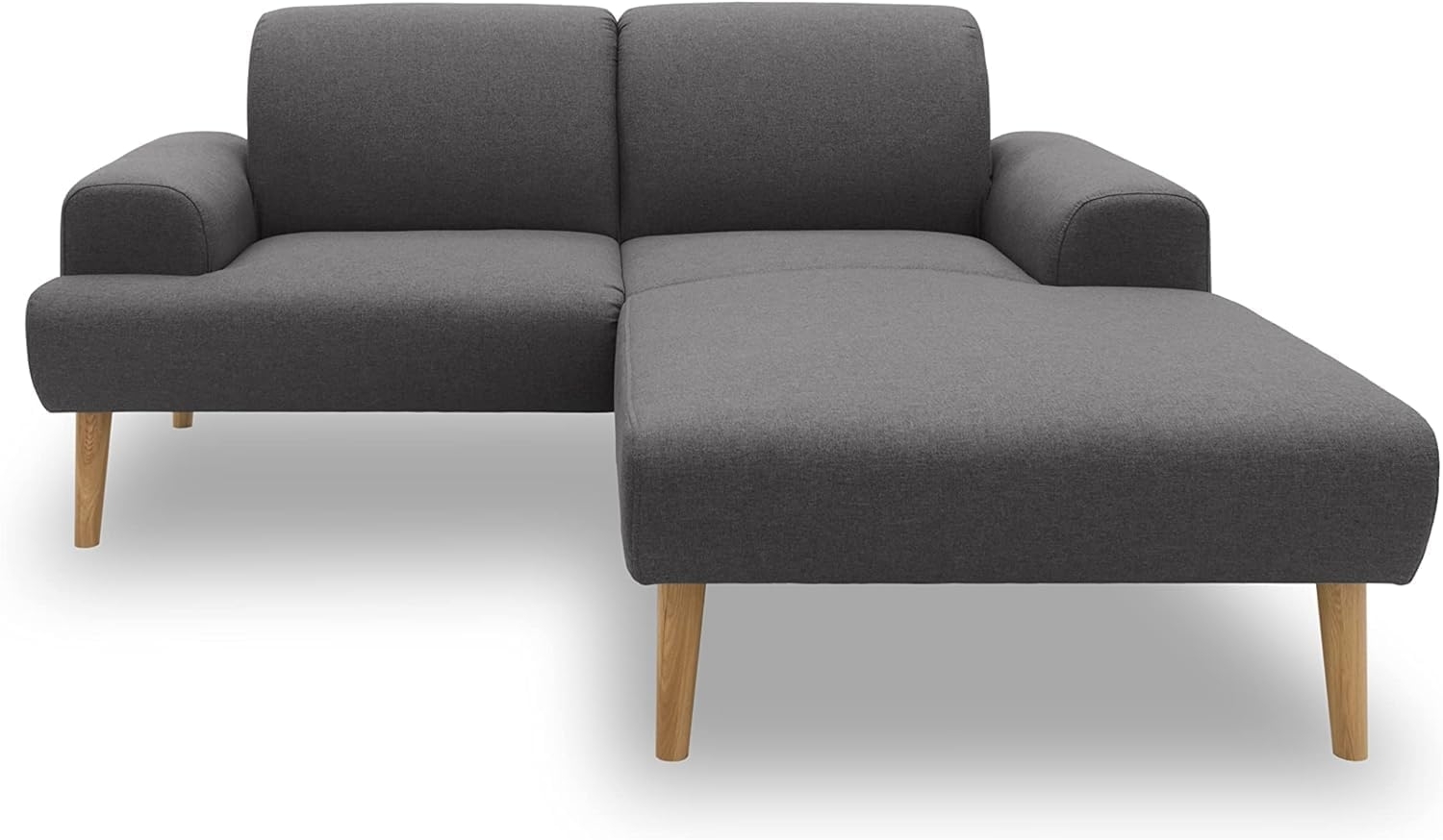 DOMO Collection Salinas Ecksofa mit Federkern, kleines Federkernsofa mit Holzfüßen und schwebender Optik, Sofa, Couch, Eckcouch, Grau, 217x176 cm Bild 1