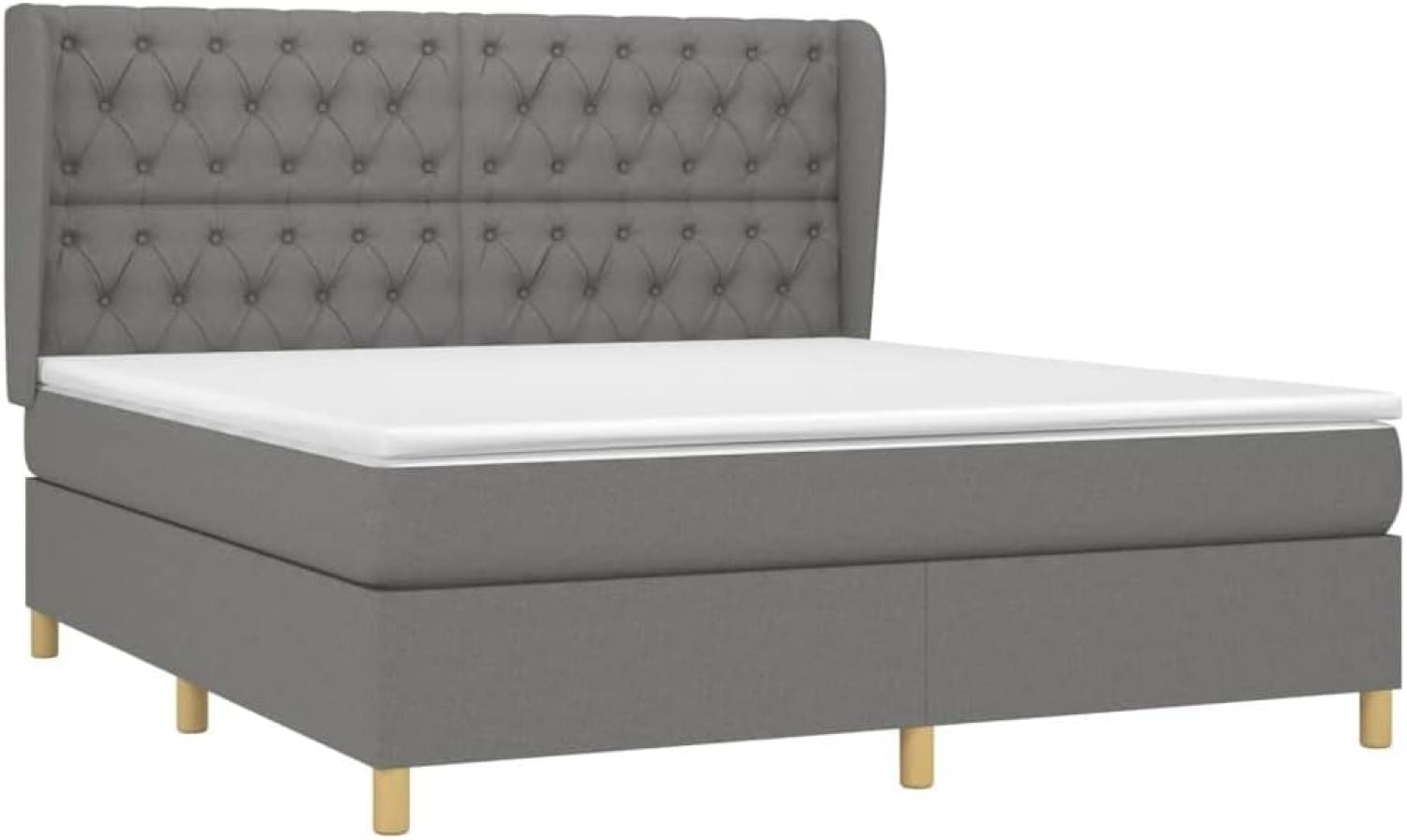 Boxspringbett mit Matratze Stoff Dunkelgrau 160 x 200 cm, Härtegrad: H2 [3128774] Bild 1