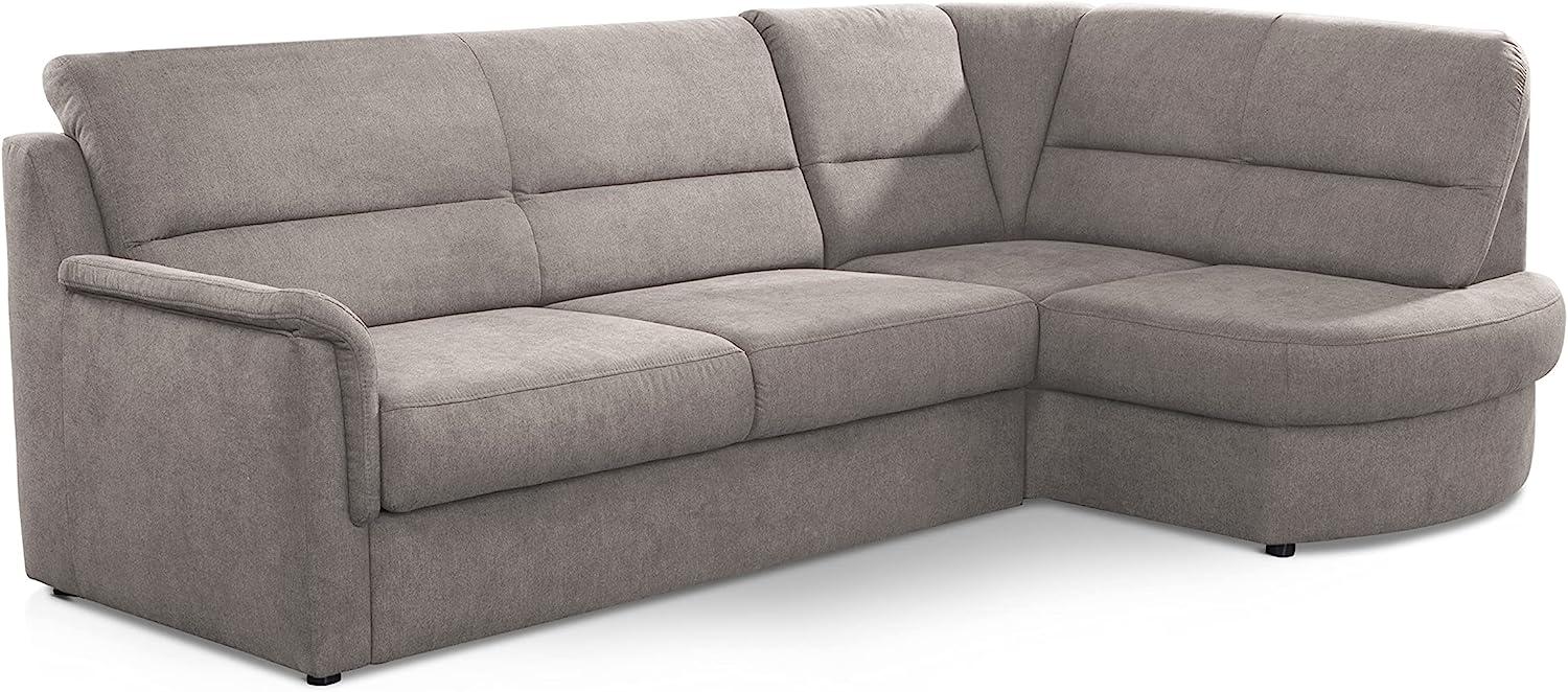 Cavadore Ecksofa Paris mit Federkern / Kleines L-Sofa mit Ottomane / 243 x 87 x 155 / Hellgrau Bild 1