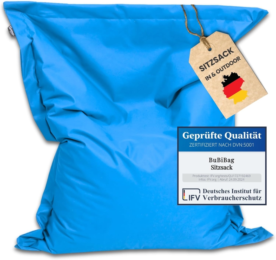 BuBiBag XXL Sitzsack, Outdoor Sitzsäcke für Kinder und Erwachsene, Bodenkissen Beanbag Fatboy wetterfest (Königsblau 190x145cm) Bild 1