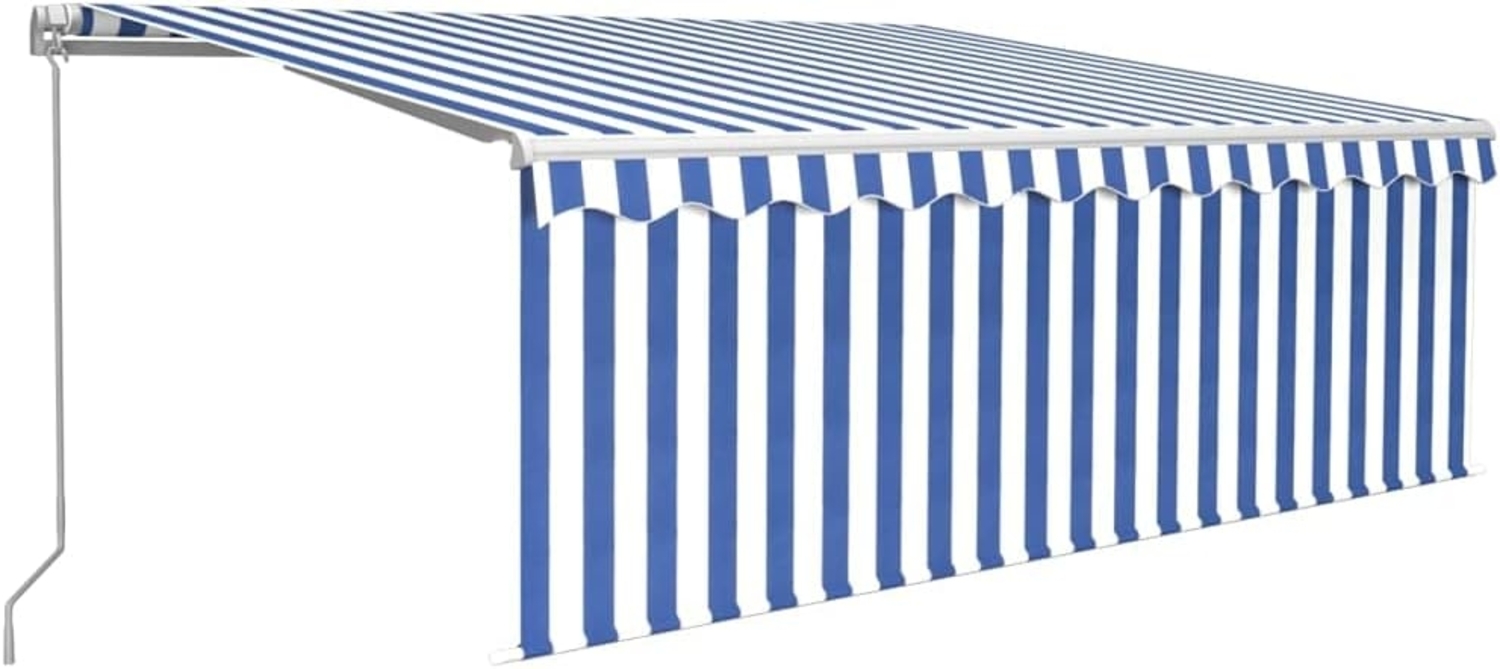 vidaXL Markise Manuell Einziehbar mit Rollo 4x3 m Blau & Weiß 3069296 Bild 1