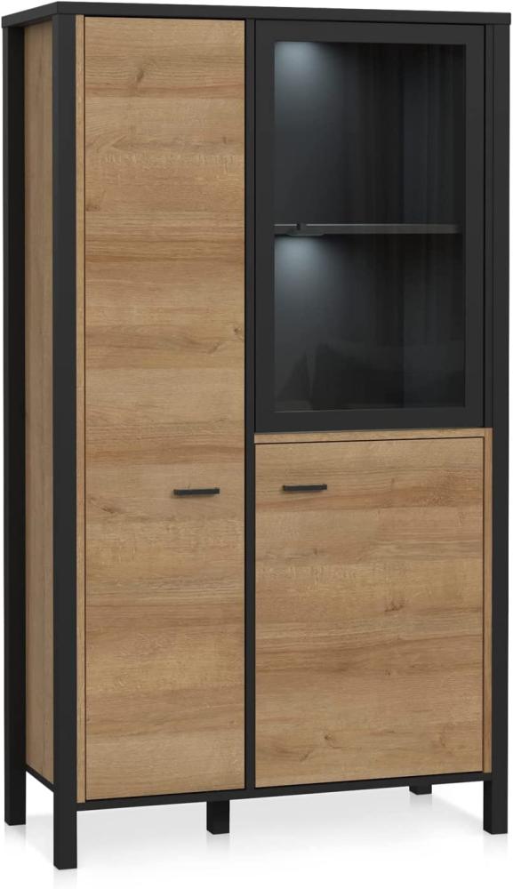 Möbel-Eins HAVANO Highboard II, Material Dekorspanplatte, Riviera Eichefarbig/schwarz Bild 1