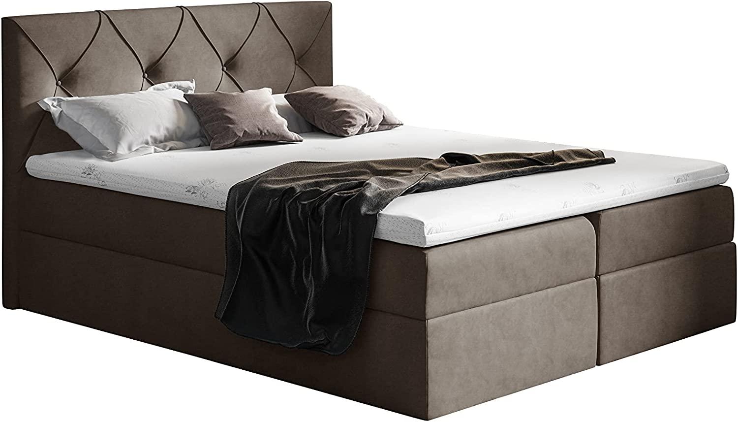 99rooms Arian Boxspringbett Velours 200 x 200 cm Braun Bild 1