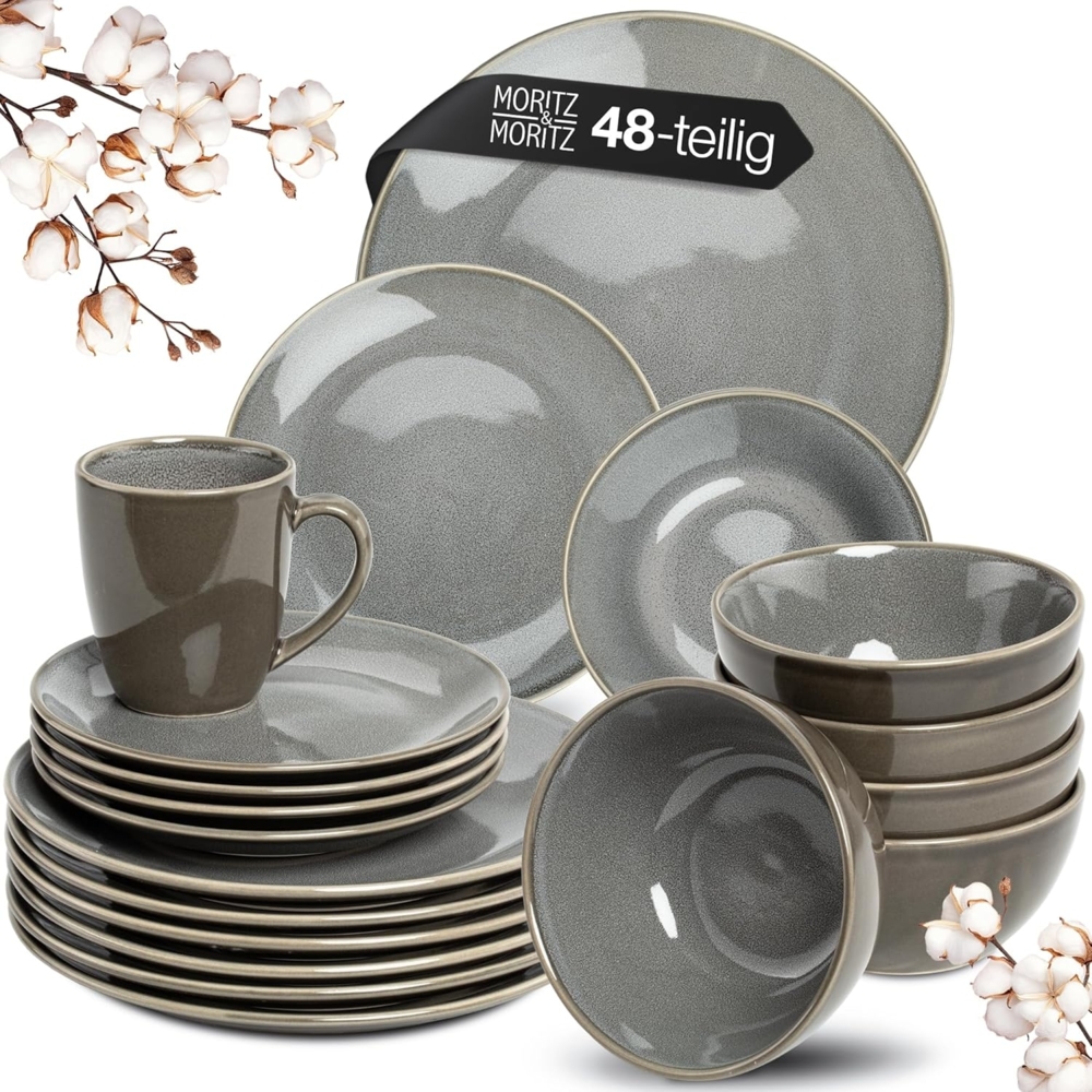 Moritz & Moritz Tafelservice SENSE grau Geschirrset (48-tlg), 12 Personen, Steingut, Kombigeschirr für 12 Personen Bild 1