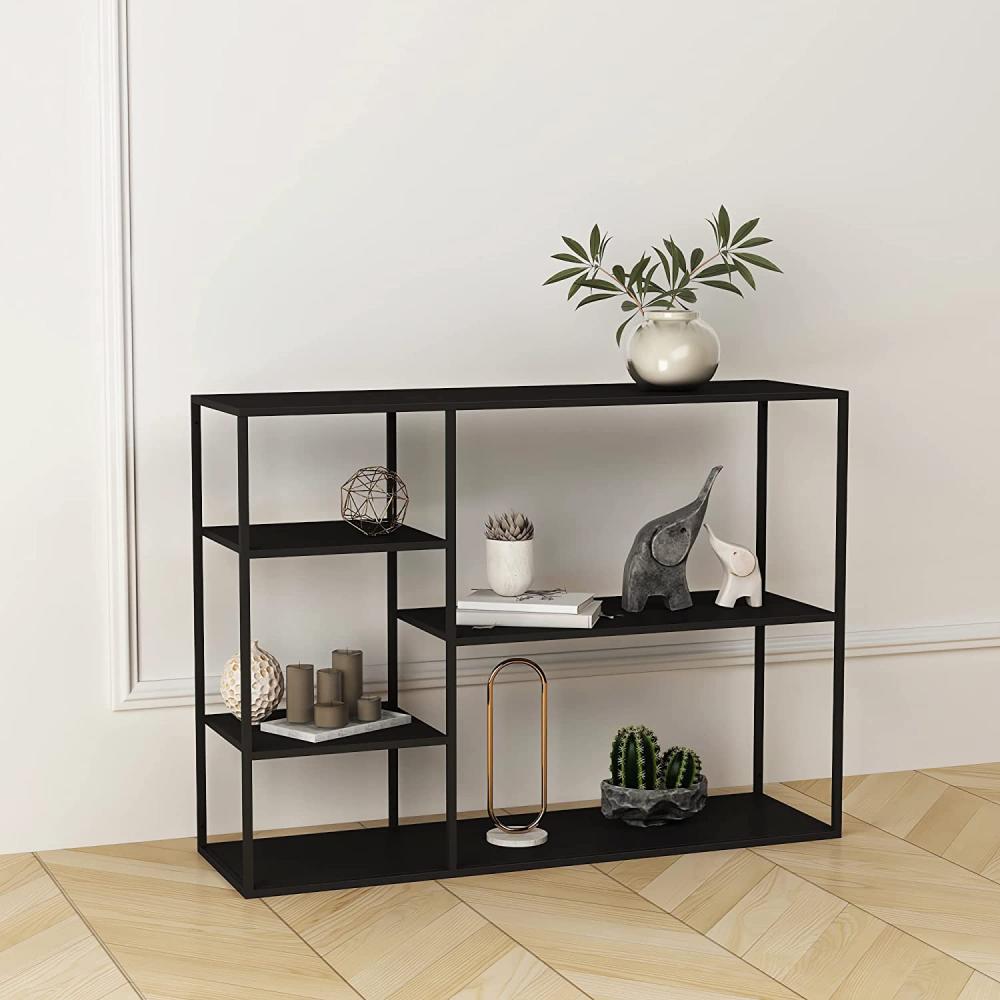 Standregal Isojoki 120x35x87,5 cm Metall Schwarz matt [en. casa] Bild 1