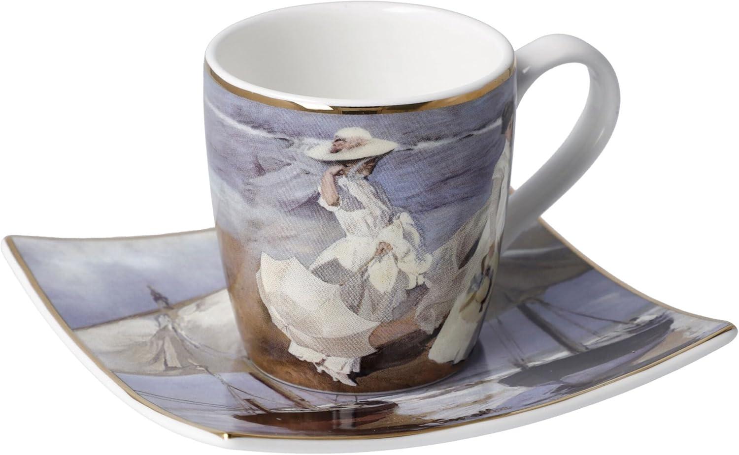 Goebel Espressotasse Joaquin Sorolla - Spaziergang am Strand, mit Untertasse, Artis Orbis, Fine Bone China, Bunt, 100 ml, 67018051 Bild 1