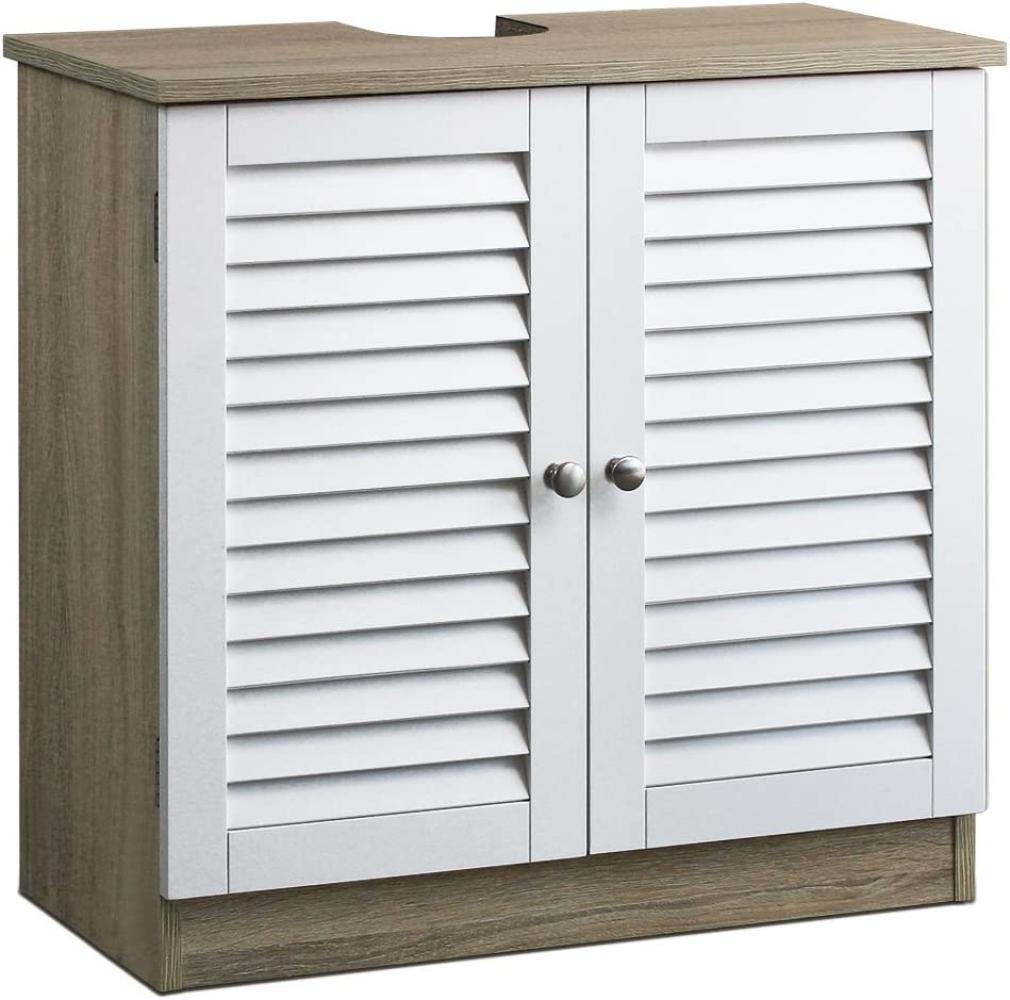 CASARIA® Waschbeckenunterschrank Braun / Weiß Bild 1