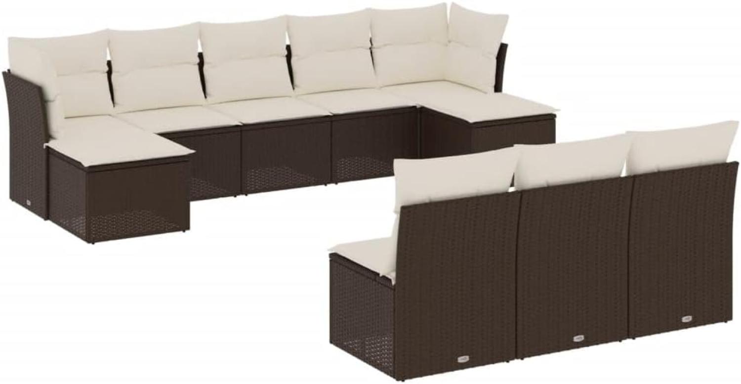 vidaXL 10-tlg. Garten-Sofagarnitur mit Kissen Braun Poly Rattan 3250132 Bild 1