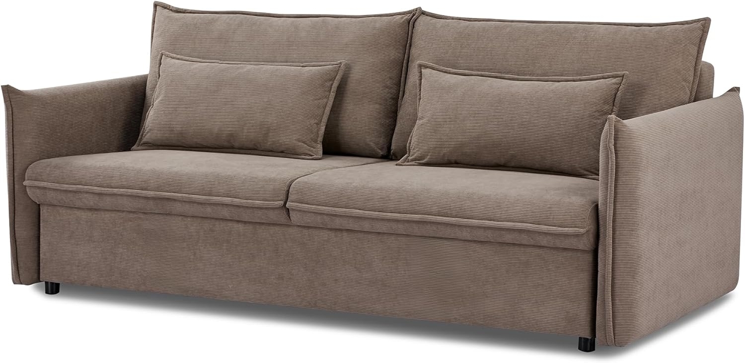 riess-ambiente Schlafsofa APARTMENT 200cm taupe · 3-Sitzer-Couch mit Cord-Bezug inkl. Kissen, Einzelartikel 1 Teile, mit Bettfunktion für Wohn- oder Gästezimmer · verstellbare Rückenlehne Bild 1