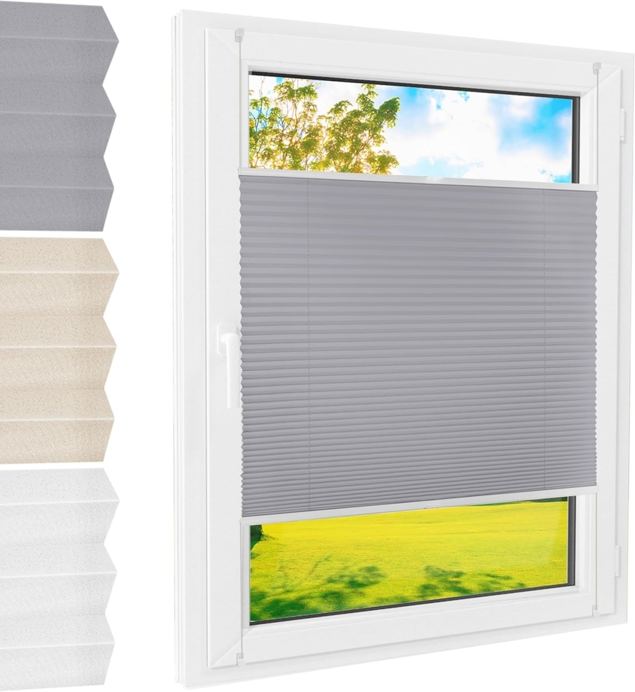 Plissee Klemmfix Standardmaß - Farbe: Grau, Höhe (cm): 140, Breite (cm): 75 Bild 1
