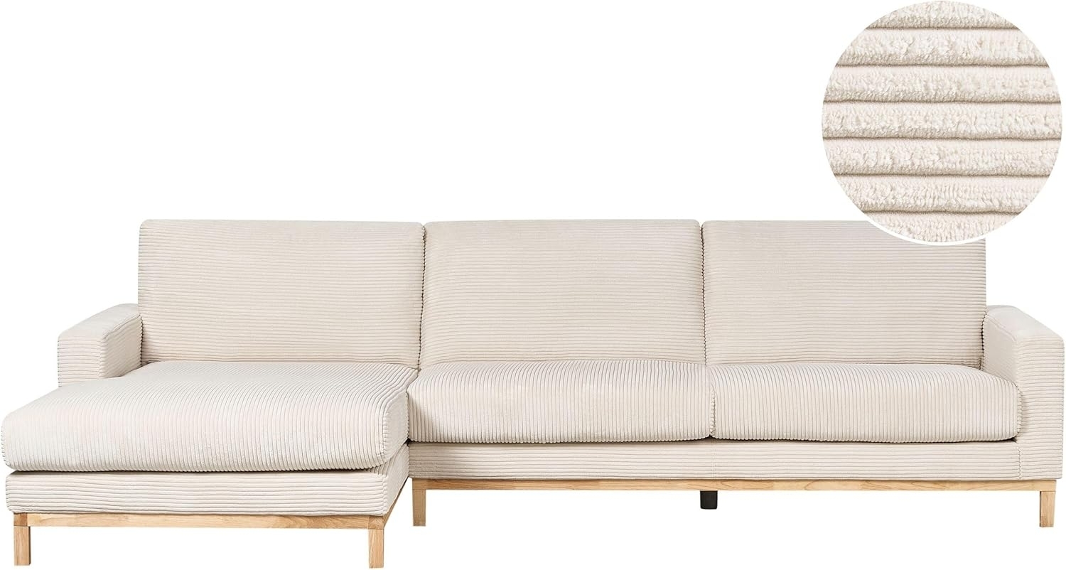 Rechtsseitiges Ecksofa SIGGARD Cord Helles Beige Rechtsseitig Bild 1