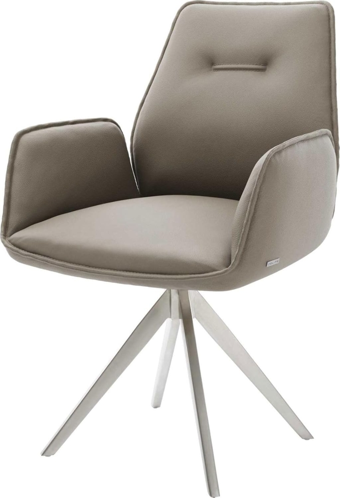 Esszimmerstuhl Zoa-Flex Echt-Leder Schlamm Kreuzgestell kantig Edelstahl Taschenfederkern Bild 1