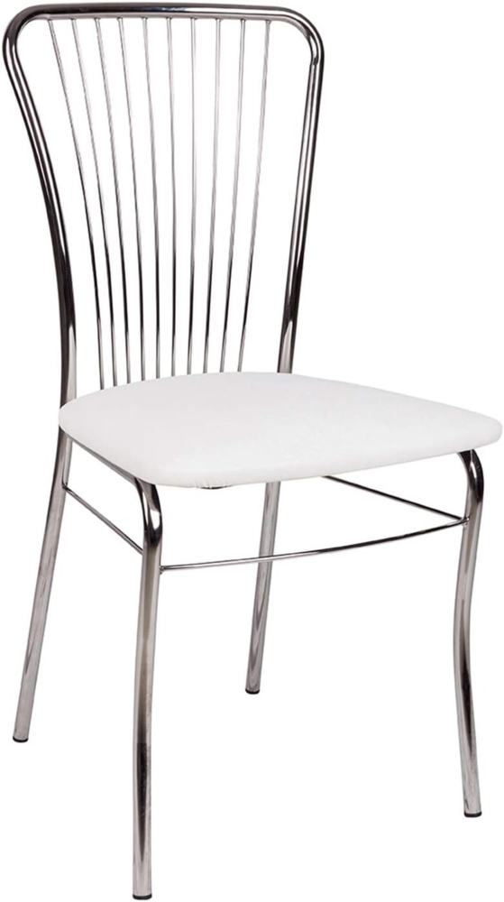 Dmora - Moderner Stuhl aus Kunstleder, für Esszimmer, Küche oder Wohnzimmer, cm 54x45h93, weiße Farbe Bild 1