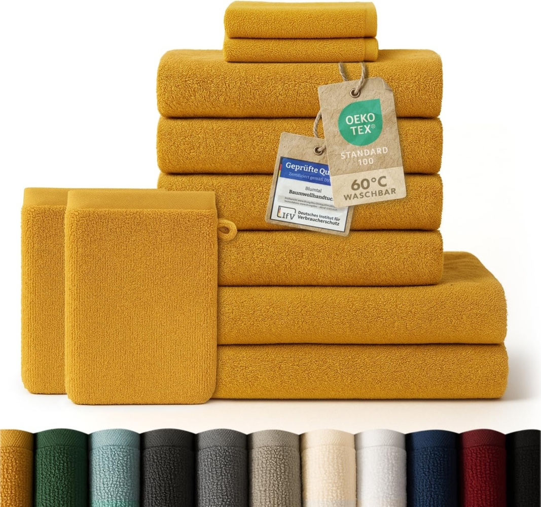 Blumtal Handtuch Set Blumtal 10 Teilig - Handtücher Set 100% Baumwolle, weich und saugstark, Frottee (10er Set), 2 Bade-, 4 Hand-, 2 Gästetücher + 2 Waschlappen Bild 1