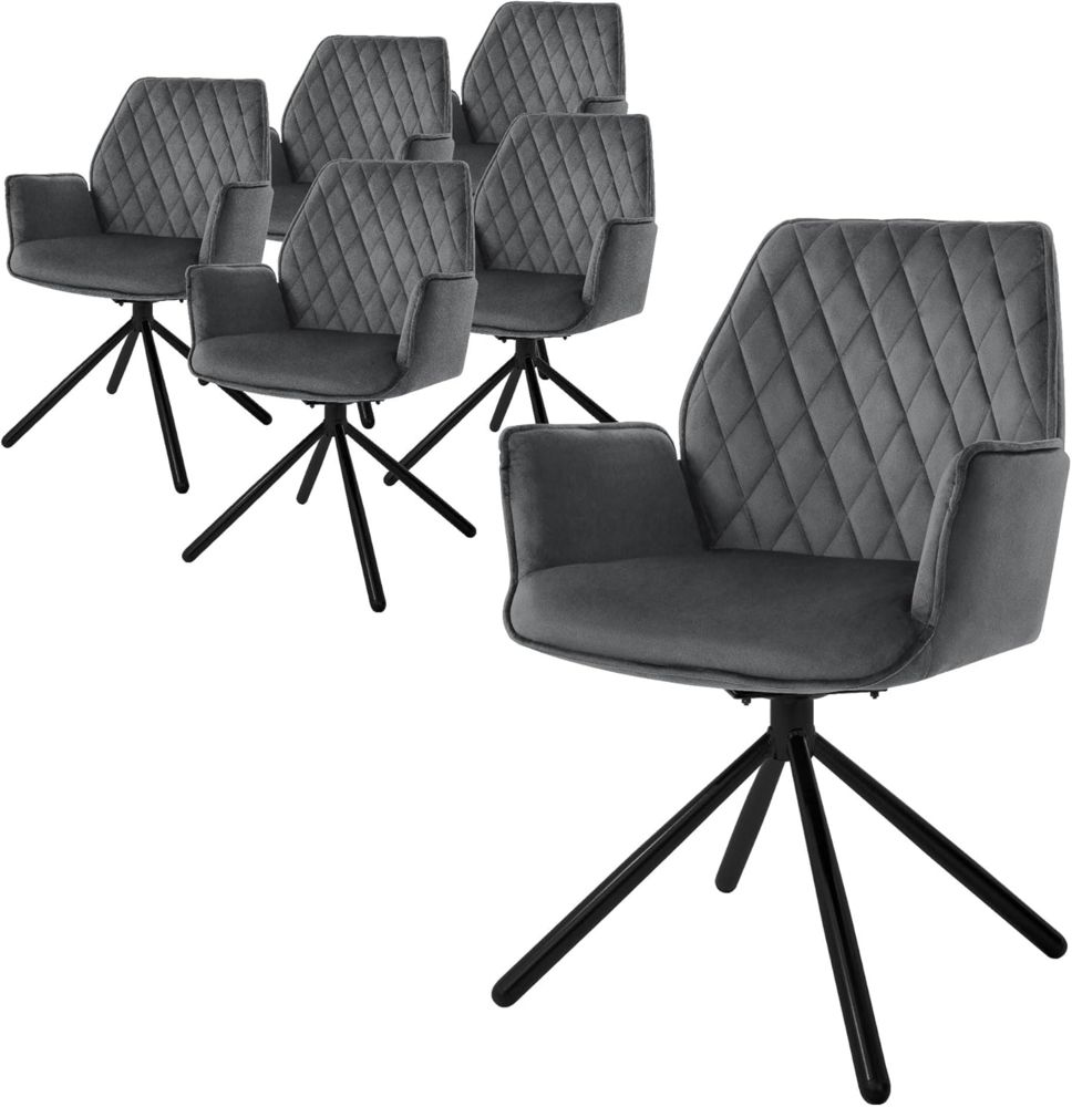 ML-DESIGN Polsterstuhl Drehstuhl mit Armlehne & Rückenlehne Ergonomische mit Metallbeine (6 St), Armlehnstuhl Anthrazit aus Samt 180° Drehbar ergonomische Sessel Bild 1
