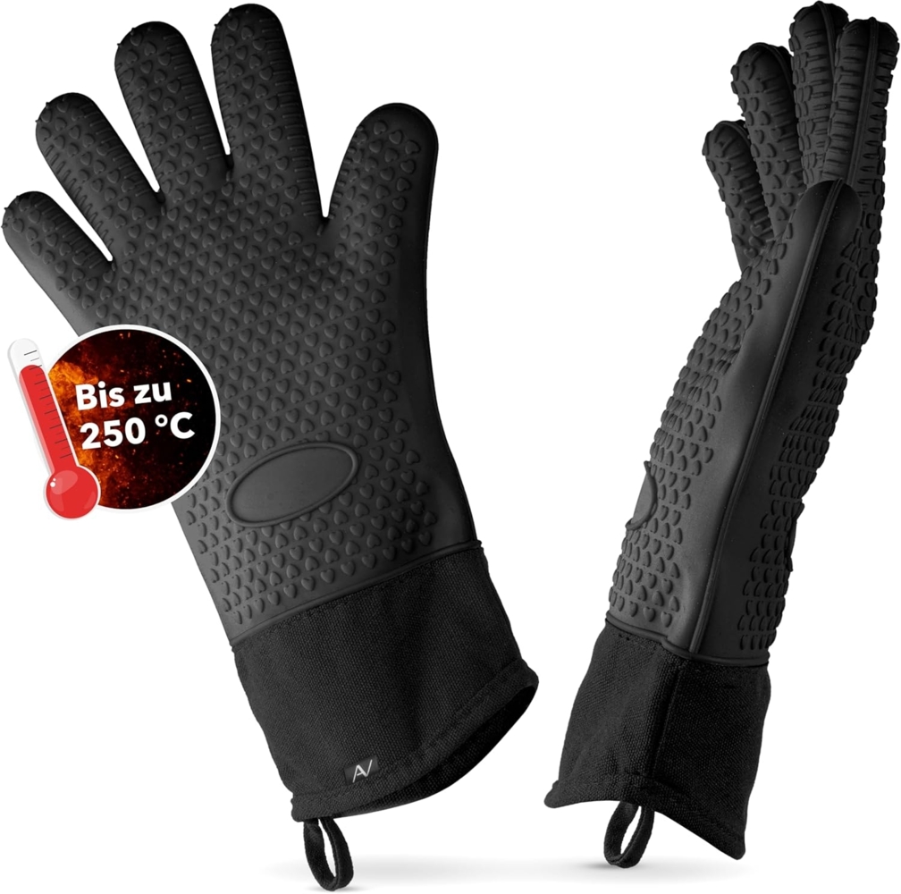 AVANA Topfhandschuhe Silikon Ofenhandschuhe Hitzebeständige Kochhandschuhe Handschuhe, Anti-Rutsch, weiches Baumwoll-Innenfutter, bis 250°C Bild 1