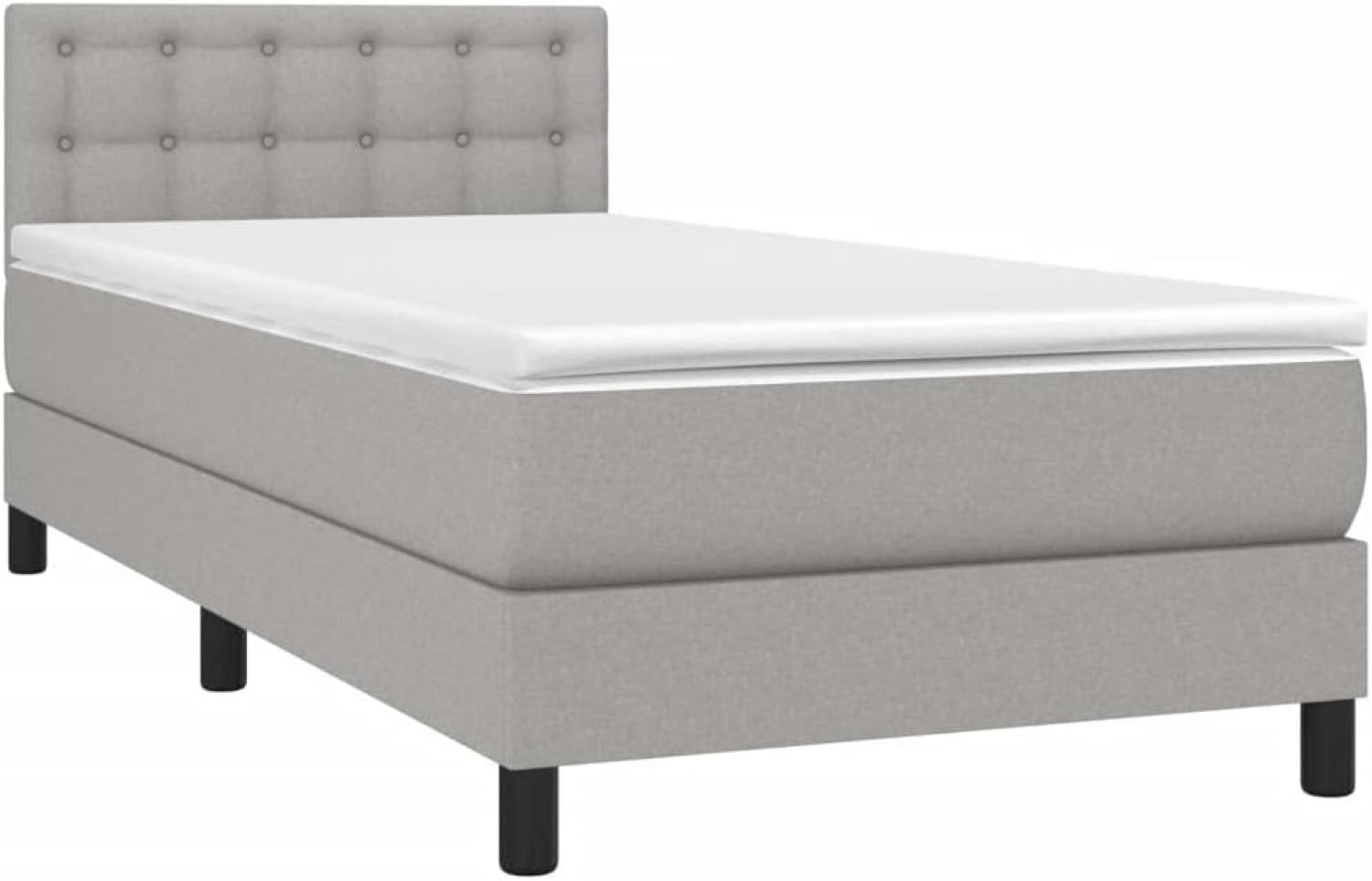 vidaXL Boxspringbett mit Matratze & LED Hellgrau 100x200 cm Stoff 3133453 Bild 1