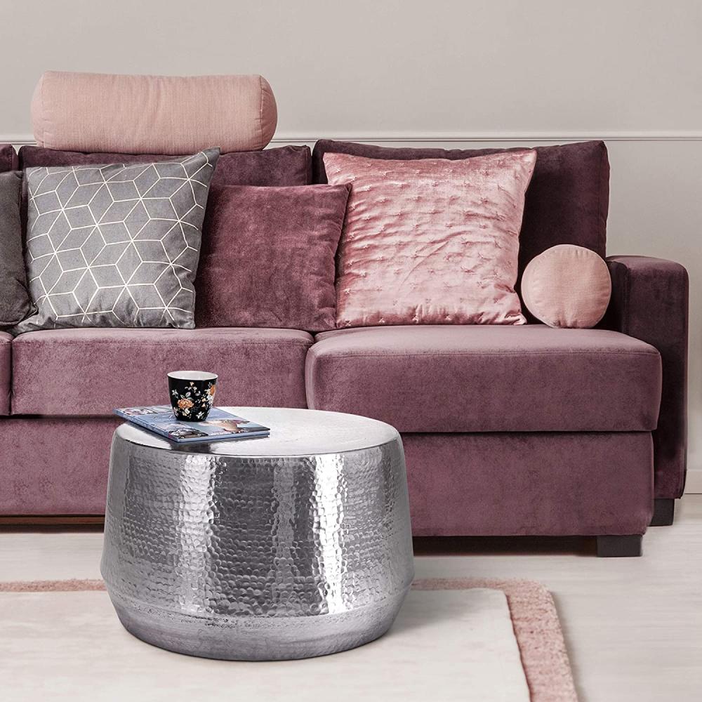 Couchtisch Ø 60x37 cm Silber aus Aluminium-Legierung in Hammerschlag-Technik WOMO-Design Bild 1