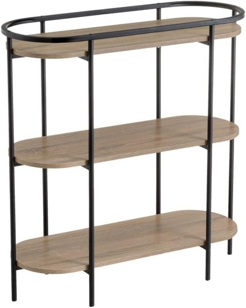 Ovales Bodenregal mit 3 Böden aus PB und Metall in Natur und Schwarz Bild 1