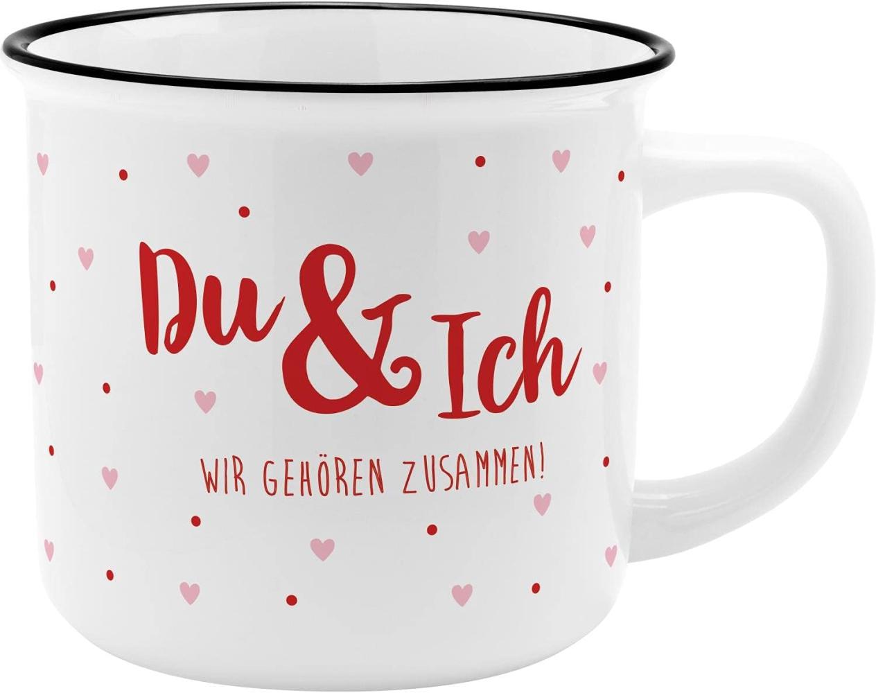 GRUSS & CO Becher Motiv "Du & Ich" | New Bone China Porzellan, Emaille-Optik, 35 cl | Geschenk, Valentinstag | 47518 Bild 1