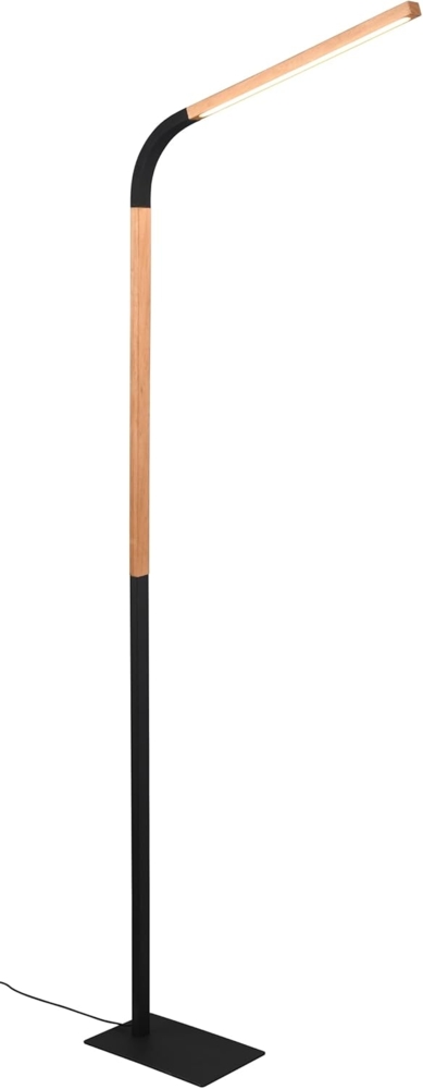 LED Stehleuchte NORRIS Schwarz mit Holzelementen, Höhe 140cm Bild 1