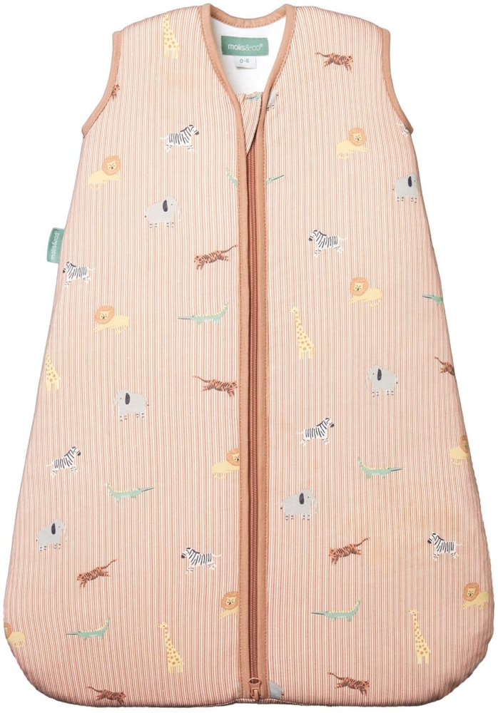 molis&co - Baby Schlafsack ärmellos - Ideal für Frühling und Herbst - Babyschlafsack 1 tog ohne Ärmel - Leicht gepolstert - 100% Baumwolle (Oeko-TEX 100), Premium Qualität - Jungle (70 cm) Bild 1