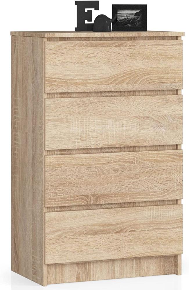 Akord Kommode mit 4 Schubladen Beistellschrank Highboardmodernes Sideboard für Wohnzimmer Esszimmer Schlafzimmer Flur Badezimmer 60x99x40cm Bild 1