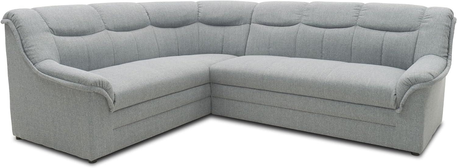 DOMO collection Berlin Ecksofa, Sofa in L-Form mit Schlaffunktion, Eckcouch mit Federkern, 205 x 250 x 89 cm, Polsterecke in silber Bild 1