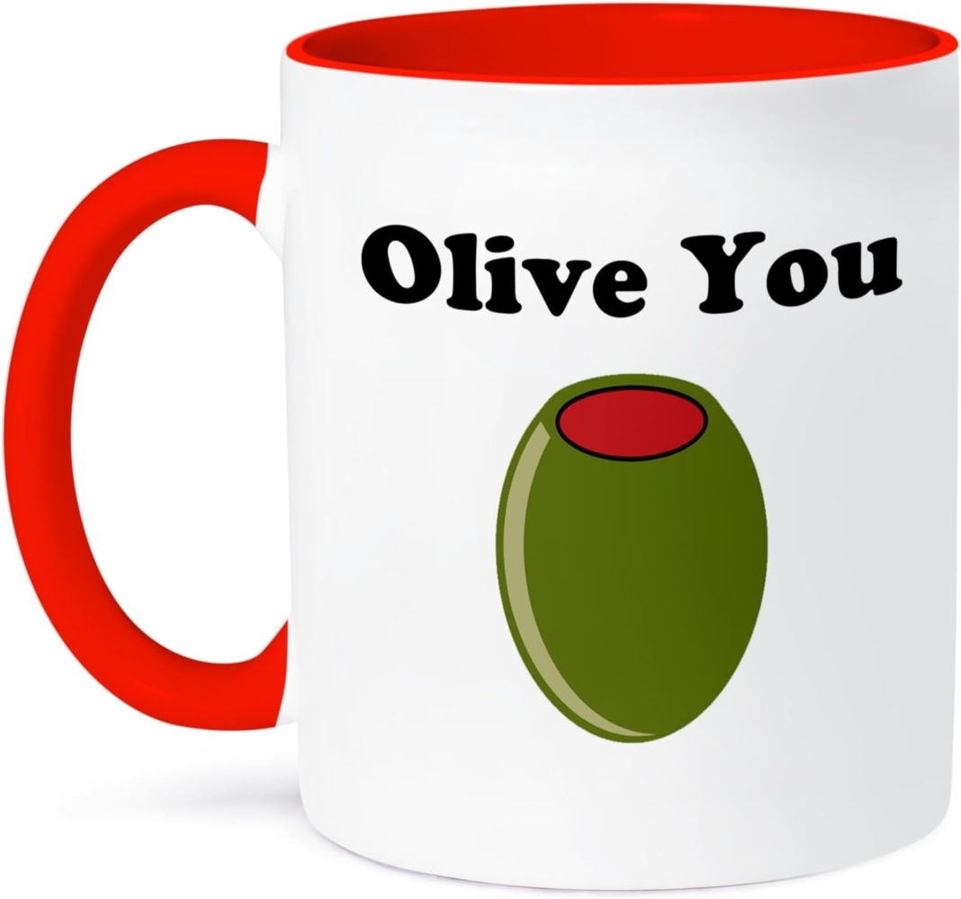 3dRose Olive Sie. - Zwei Ton Tasse, Keramik, rot, 10,2 x 7,62 x 9,52 cm Bild 1