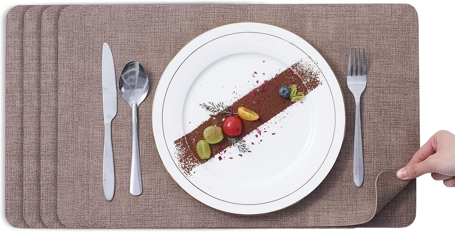 Simurq Platzset Abwaschbar - Beidseitig Nutzbare und Rutschfeste Tischsets, (Platzdeckchen Tischuntersetzer, 4-St, Set mit 4 oder 6 Tischsets), Tischdeko für Esszimmer und Küche Bild 1