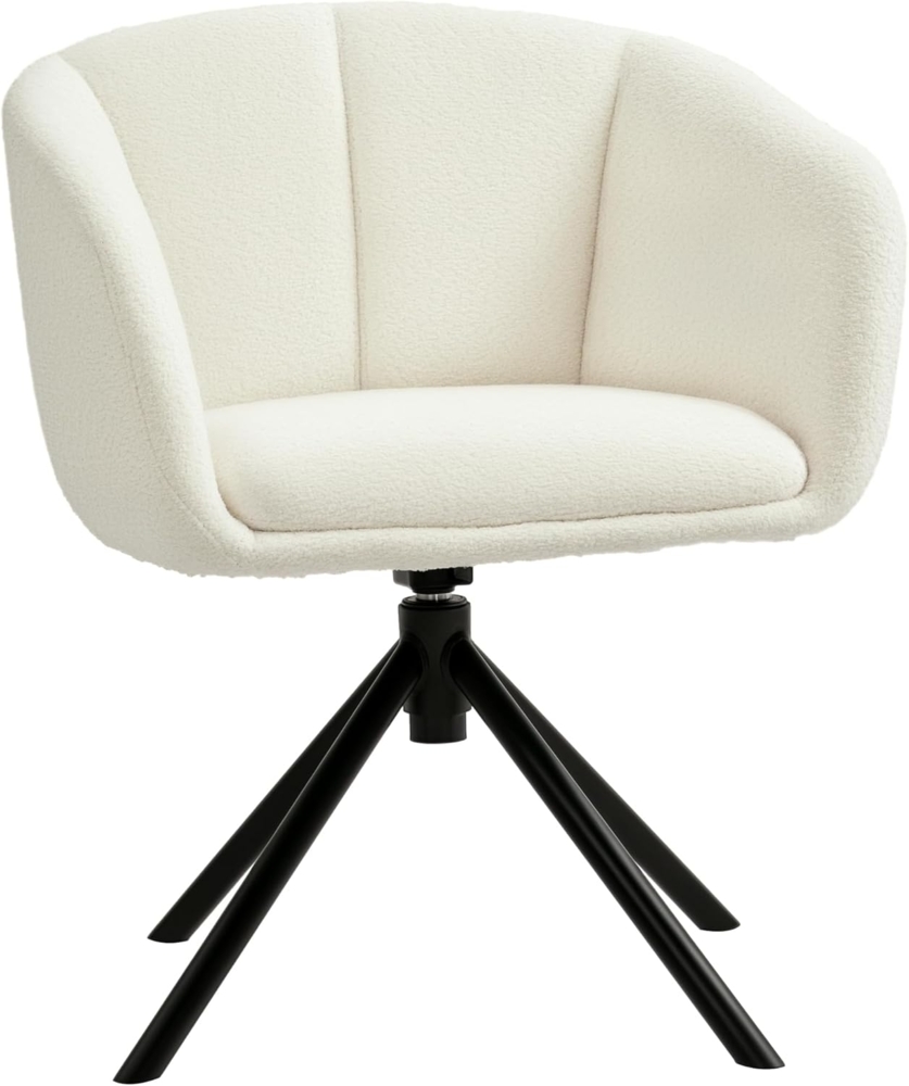 HOMCOM Relaxsessel Loungesessel mit Armlehne, 360° Drehfunktion, Leinenoptik (Sessel, 1-St, Akzentstuhl), für Wohnzimmer, Schlafzimmer, Cremeweiß Bild 1