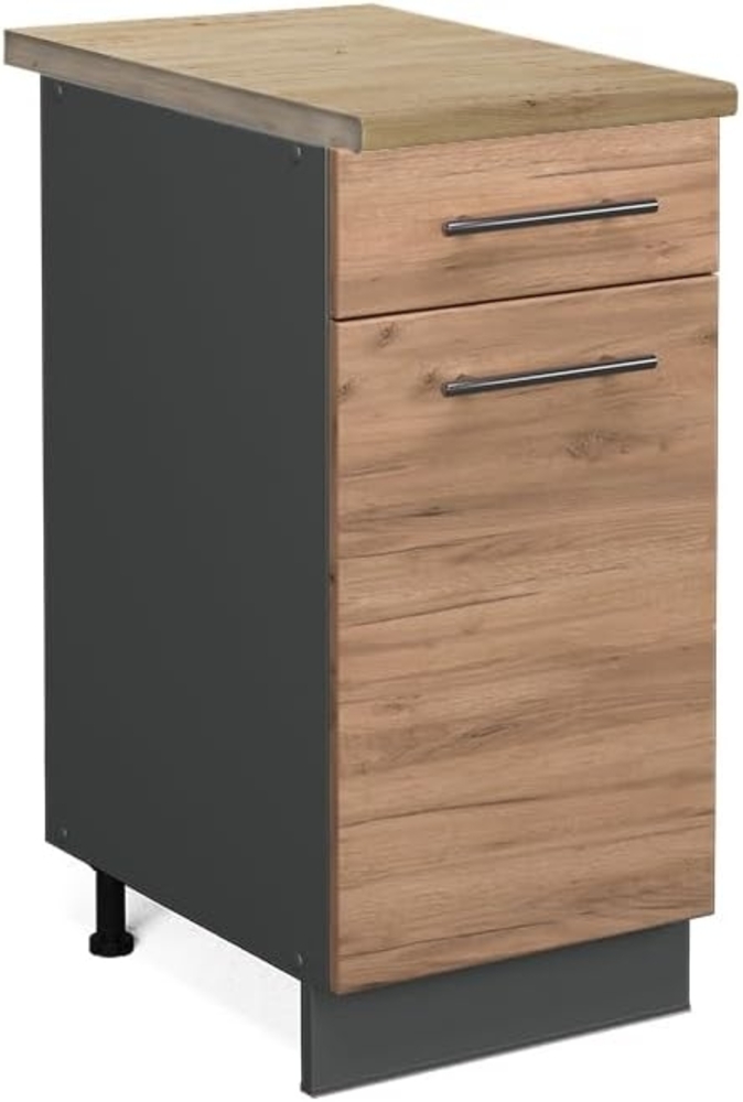 Vicco Küchenunterschrank Fame-Line, Goldkraft Eiche/Anthrazit, 40 cm, AP Eiche Bild 1