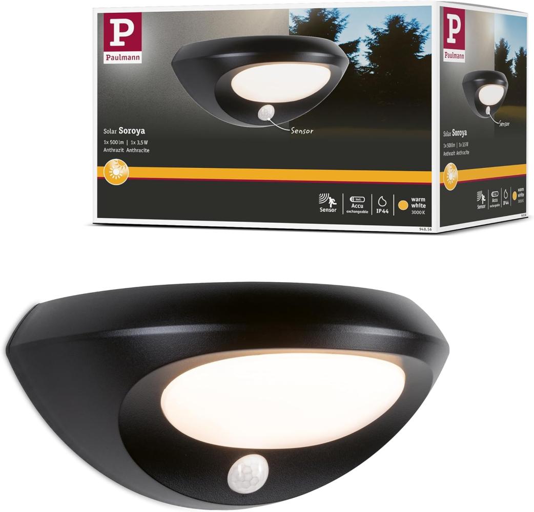 Paulmann 94856 Solar LED Aussenwandleuchte Sorova Bewegungsmelder IP44 3000K Bild 1