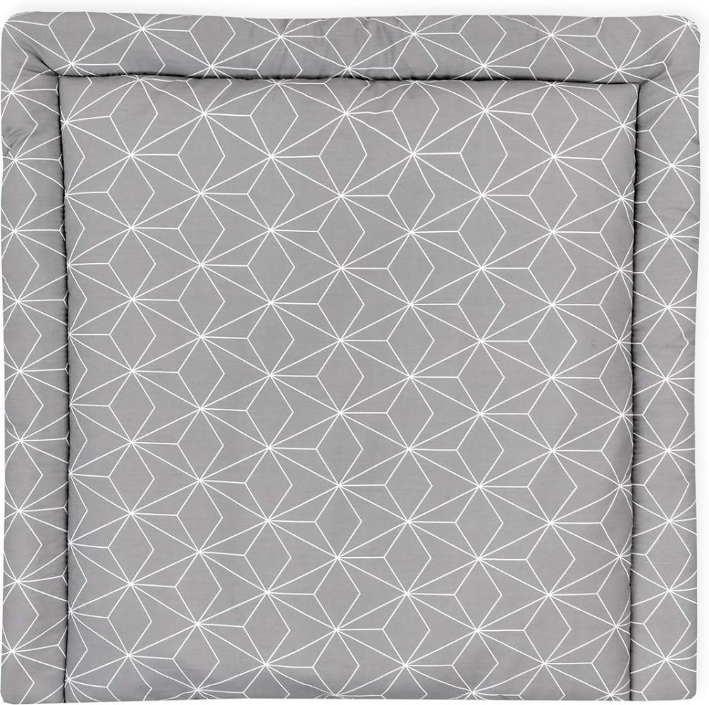 KraftKids Wickelauflage in weiße dünne Diamante auf Grau, Wickelunterlage 75x70 cm (BxT), Wickelkissen Bild 1
