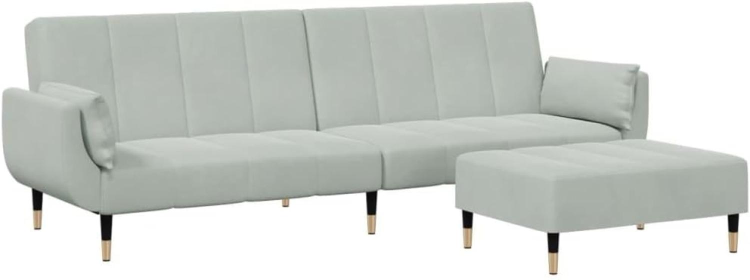 Schlafsofa 2-Sitzer mit Fußhocker Hellgrau Samt 3258151 Bild 1