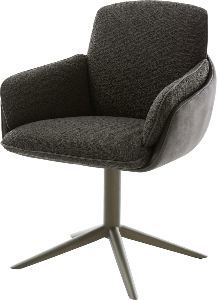 Drehstuhl Luan-Flex mit Armlehnen Materialmix Schwarz Fußkreuz Effektfinish Titan 360° drehbar Wippfunktion Bild 1