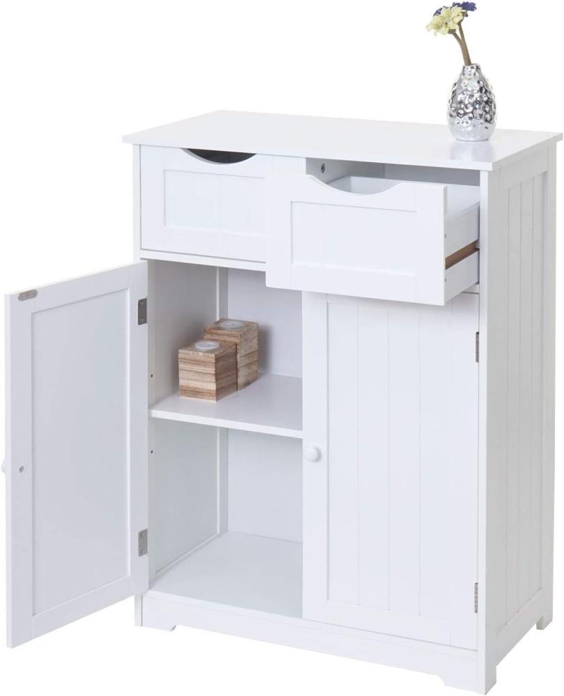 Kommode HWC-B65, 2 Schubladen und 2 Türen, 80 x 70 x 35 cm ~ weiß Bild 1