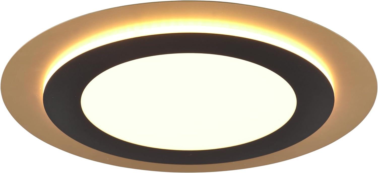 Flache LED Deckenleuchte MORGAN Schwarz Gold Fernbedienung dimmbar Ø 45cm Bild 1