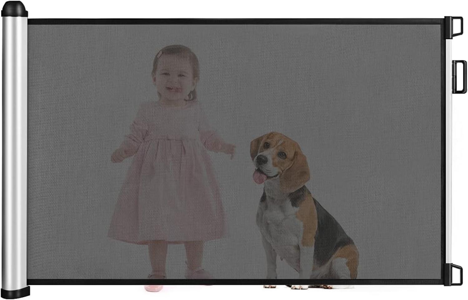 COSTWAY Türschutzgitter 0-130cm ausziehbar, Treppenschutzgitter Roll, Absperrgitter Hundebarrieren Babyschutzgitter für Kinder Hunde Katze Bild 1