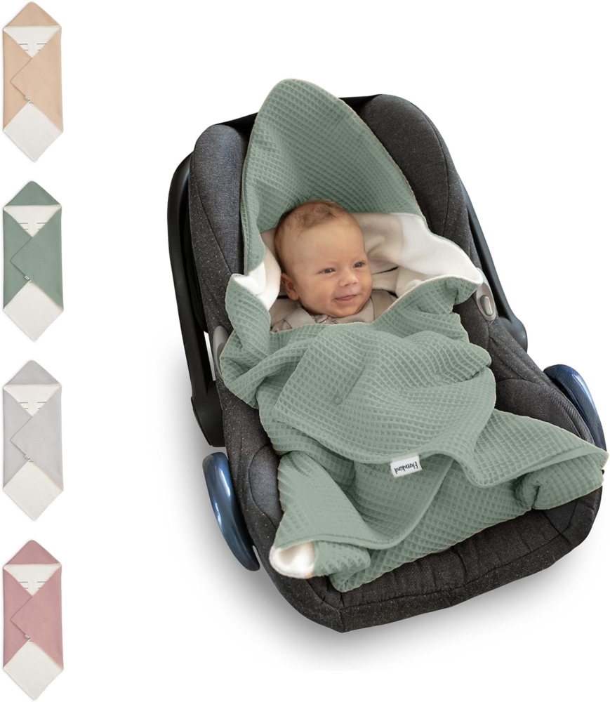 Einschlagdecke Babyschale, Babydecke für Kindersitz oder Kinderwagen, Ehrenkind, kuschelige Decke für Babys, Für das ganze Jahr Bild 1