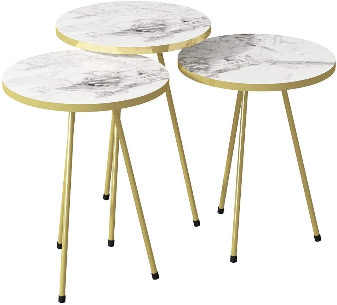 Beistelltisch 3er Set Marmoroptik Weiß 21766238 Bild 1