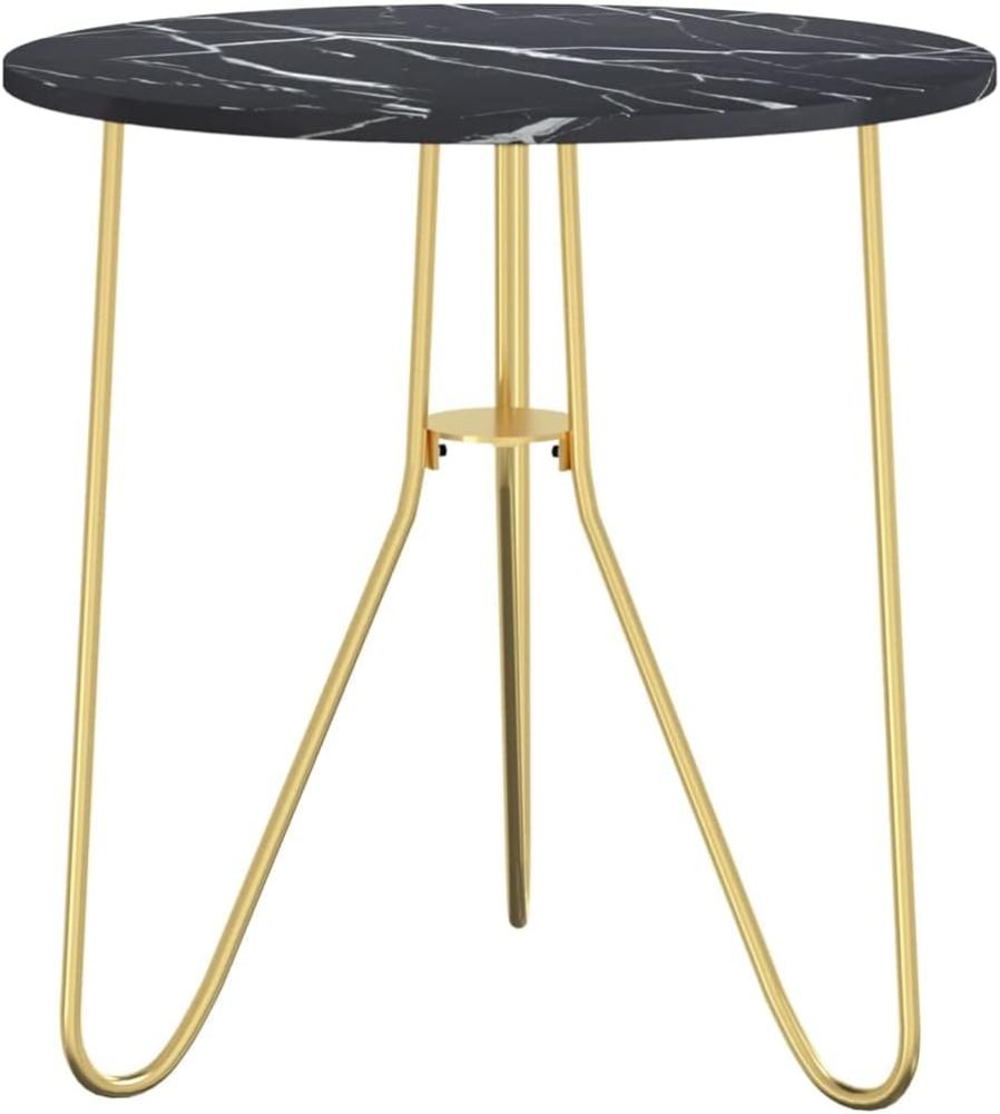 vidaXL Beistelltisch Golden und Schwarze Marmor-Optik 48 cm MDF Eisen Bild 1