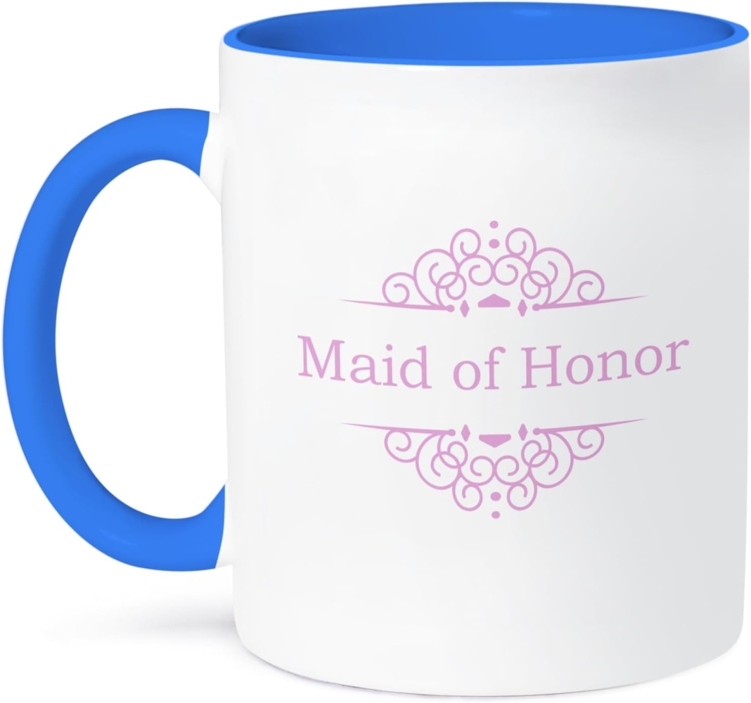 3dRose Maid of Honor der Hochzeit in pink Teil der passenden Ehe Party Set-Fancy Swirls-Two Ton Tasse, Keramik, Blau, 10,2 x 7,62 x 9,52 cm Bild 1