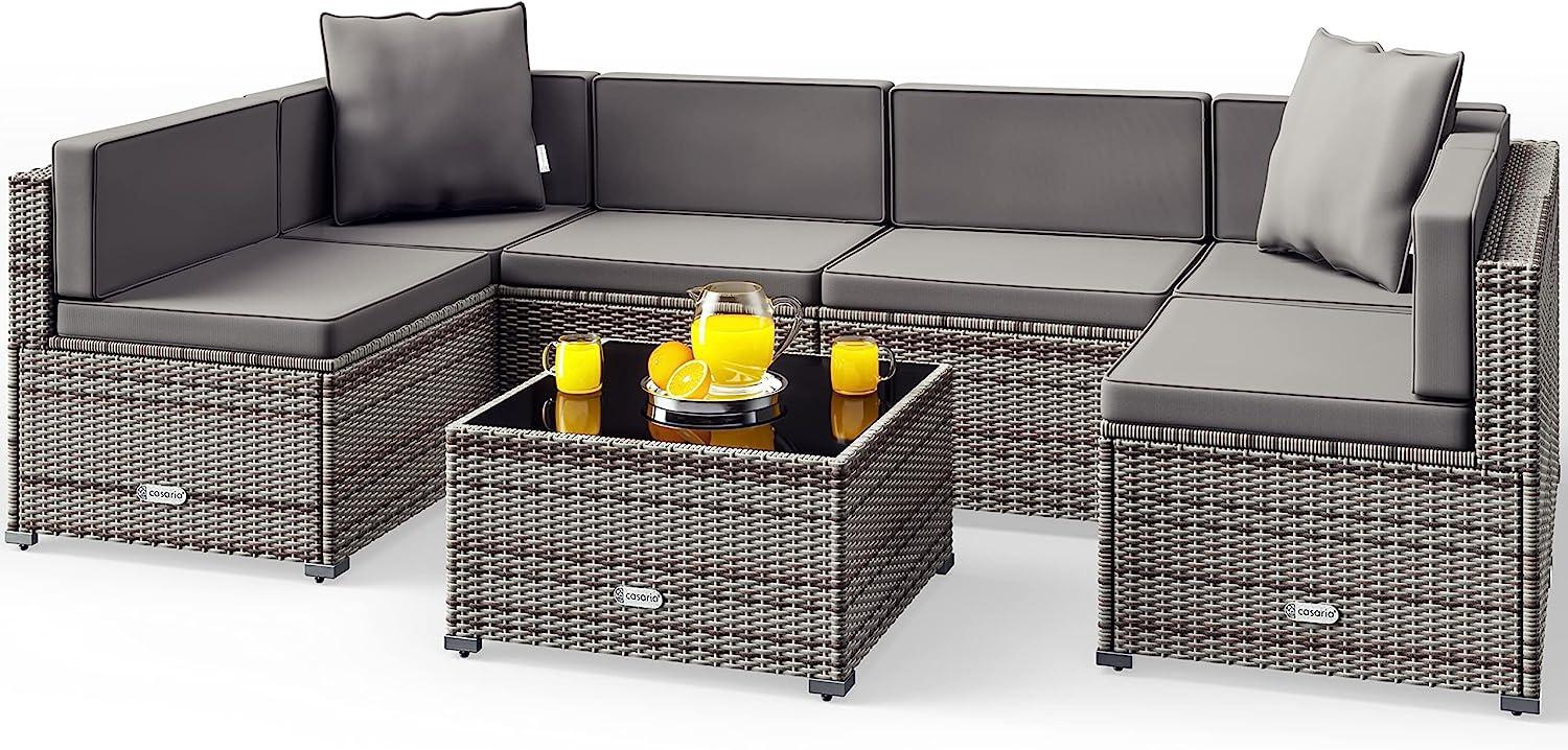 CASARIA Polyrattan Lounge Set XL Melbourne, 7 cm Auflagen Rückenkissen Bild 1