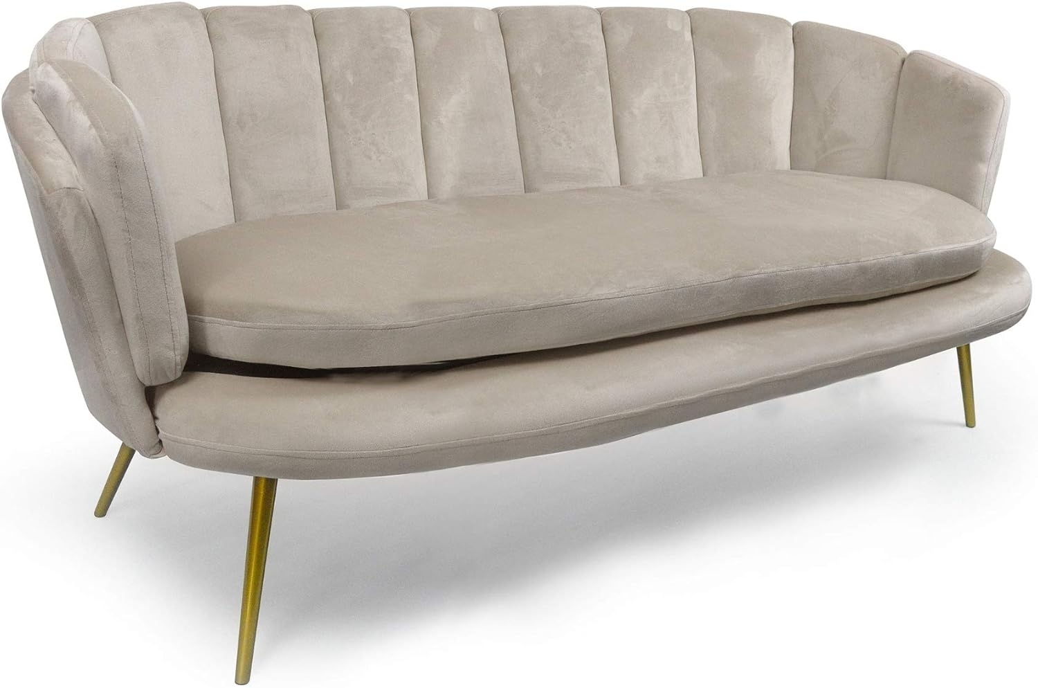 Menzzo Brenda 3-Sitzer-Sofa mit Samtbezug und goldenen Beinen, Taupe Bild 1